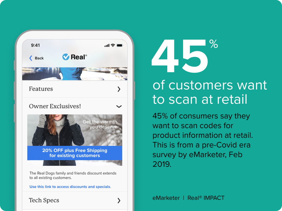 45% of customers want to scan QR codes at retail